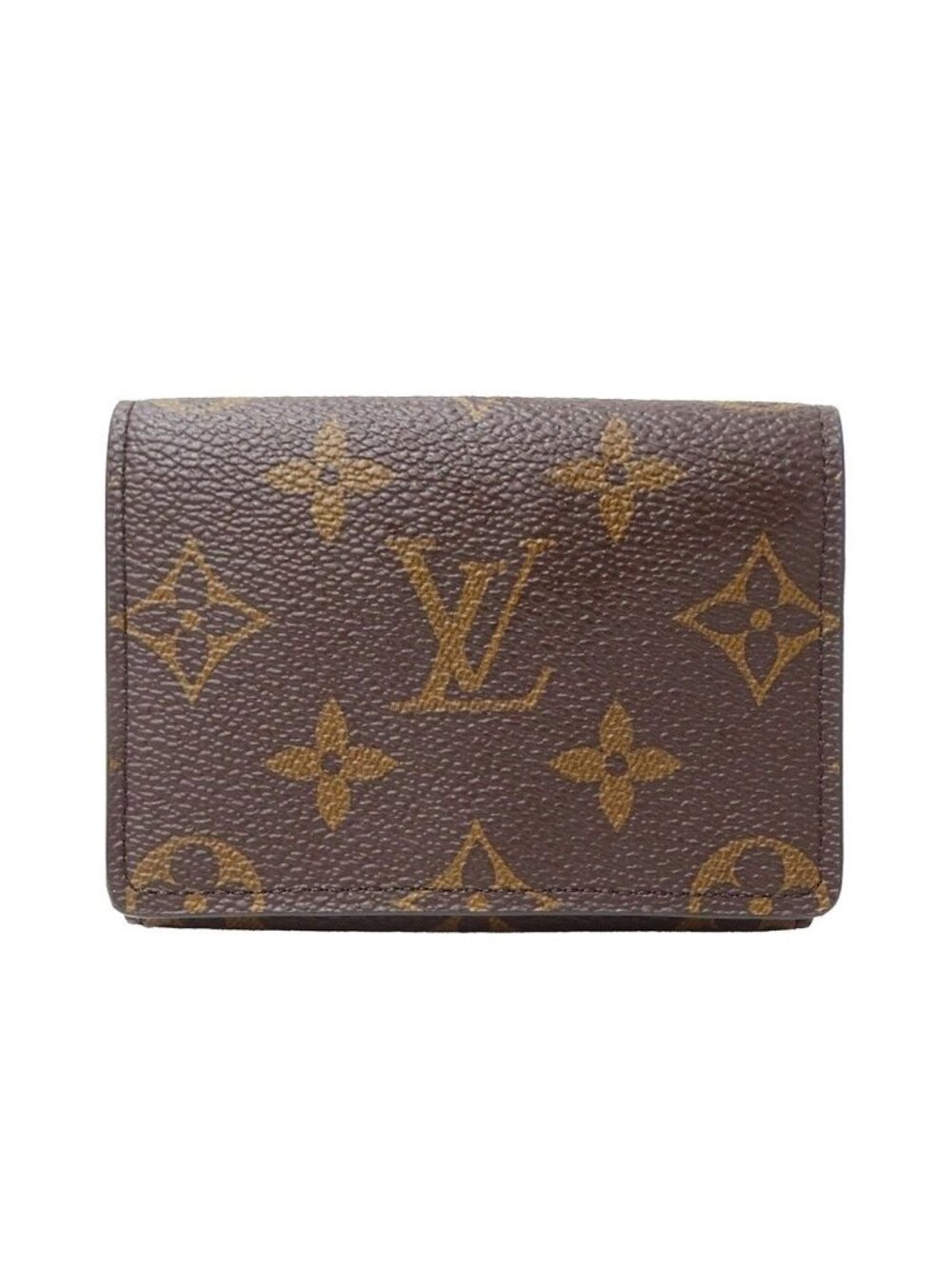 Louis Vuitton Card Case Monogram Canvas Envelope Business Holder Brown Work